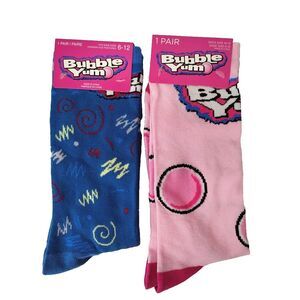 Hershey Bubble Yum Gum Candy Novelty 2 Pair Adult Men Crew Size 6-12 NWT Kidcore